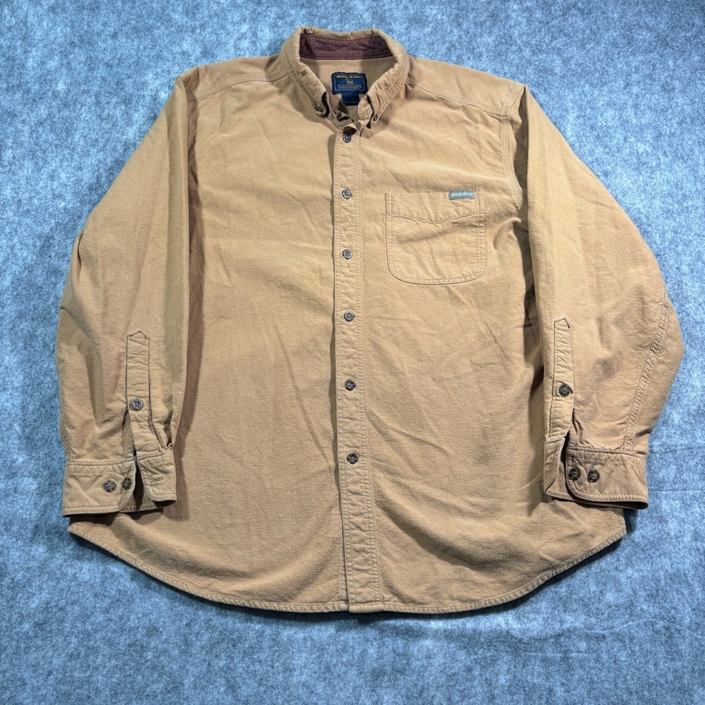 Woolrich Mens Tan Long‎ Sleeve Utility Button Down Shirt Size LG